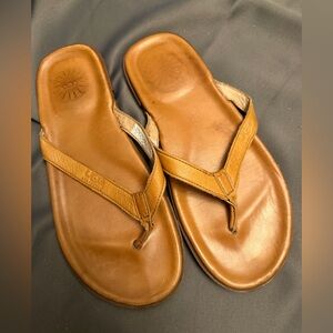 UGG Australia Leather Flip Flops Brown Thong Sandals Men’s Size 10